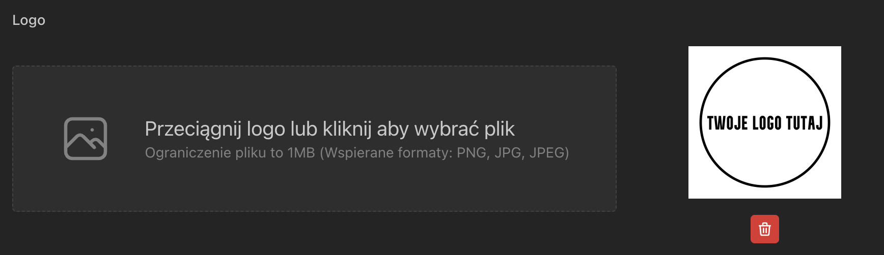 Widok po dodaniem logo