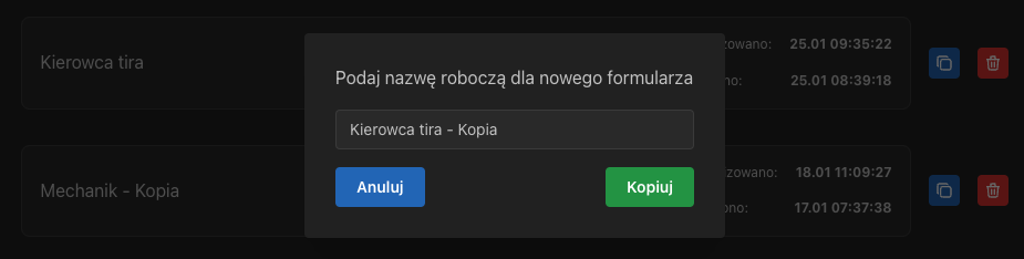 Pole nazwy roboczej